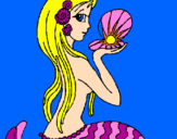 Disegno Sirena e perla  pitturato su daniela