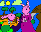 Disegno Conigli pitturato su GIULIA