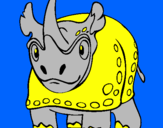 Disegno Rinoceronte  pitturato su David