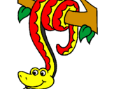 Disegno Serpente avvinghiata ad un albero  pitturato su bibo