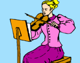 Disegno Dama violinista  pitturato su ile