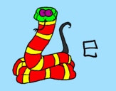 Disegno Serpente  pitturato su leonardo