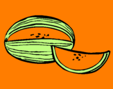 Disegno Melone  pitturato su hletizia
