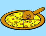 Disegno Pizza pitturato su rita