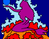 Disegno Sagoma di sirena  pitturato su azzurra