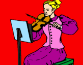 Disegno Dama violinista  pitturato su lele