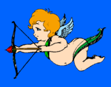 Disegno Cupido in volo  pitturato su Christian V.