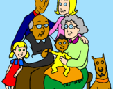 Disegno Famiglia pitturato su mary poppins 
