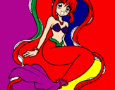 Disegno Sirena con le perle  pitturato su giulia g