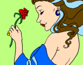 Disegno Principessa con una rosa pitturato su emy