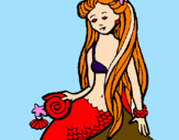 Disegno Sirena con la conchiglia  pitturato su giulia g