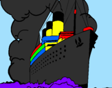 Disegno Nave a vapore pitturato su titanic