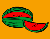 Disegno Melone  pitturato su cerd