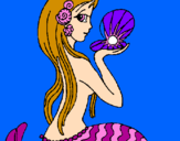 Disegno Sirena e perla  pitturato su alessandra