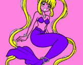 Disegno Sirena con le perle  pitturato su  yaumi