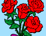 Disegno Mazzo di rose  pitturato su salvatore