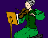 Disegno Dama violinista  pitturato su Diana