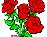 Disegno Mazzo di rose  pitturato su marian