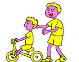 Disegno Triciclo pitturato su elena