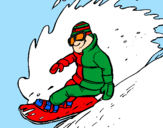 Disegno Discesa in snowboard  pitturato su antonio capozzi