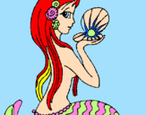 Disegno Sirena e perla  pitturato su federica