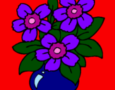 Disegno Vaso di fiori  pitturato su manuela