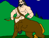Disegno Centauro con arco  pitturato su gaia amitti
