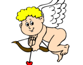 Disegno Cupido pitturato su ketty 