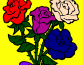 Disegno Mazzo di rose  pitturato su MAZZO DI ROSE