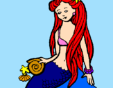 Disegno Sirena con la conchiglia  pitturato su ALICE123