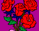 Disegno Mazzo di rose  pitturato su marianna