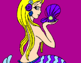 Disegno Sirena e perla  pitturato su JacquelinePontil