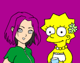Disegno Sakura e Lisa pitturato su pozeytta