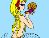 Disegno Sirena e perla  pitturato su Maria Cristina