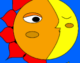 Disegno Sole e luna 3 pitturato su Sha 12