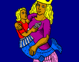 Disegno Mamma sirena  pitturato su cristina.