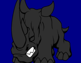 Disegno Rinoceronte II pitturato su paride