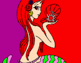 Disegno Sirena e perla  pitturato su giulia g