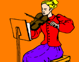 Disegno Dama violinista  pitturato su jasmine