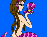 Disegno Sirena e perla  pitturato su alessia