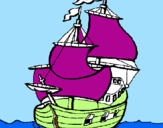 Disegno Barca  pitturato su lucrezia