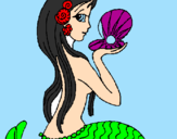 Disegno Sirena e perla  pitturato su BENEDETTA