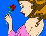 Disegno Principessa con una rosa pitturato su sofia