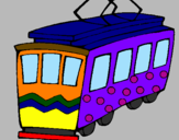 Disegno Tram  pitturato su b0lzano