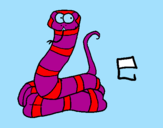 Disegno Serpente  pitturato su aurora babba