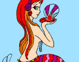 Disegno Sirena e perla  pitturato su Sara