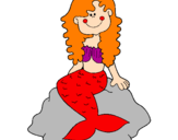 Disegno Sirena seduta su una roccia  pitturato su giulia