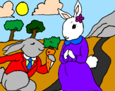 Disegno Conigli pitturato su JINA JANA