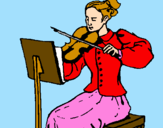 Disegno Dama violinista  pitturato su julya marino