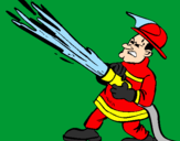 Disegno Pompiere con idrante  pitturato su fabygk